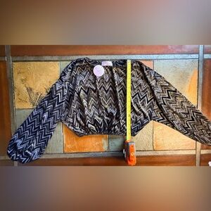 Wisteria lane medium soft cropped elastic waist drop boho Aztec velour burn out